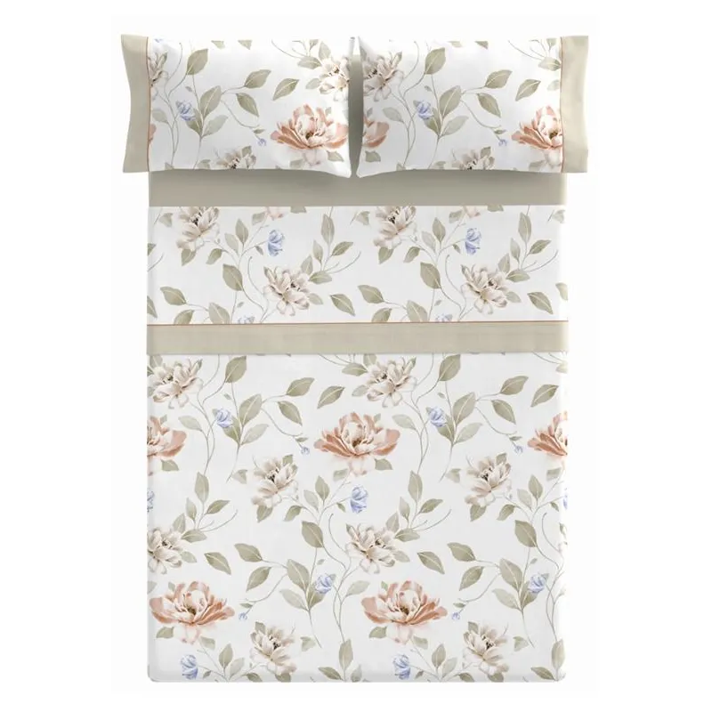 Juego de sábanas Chieri | Diseño floral en nude y oro