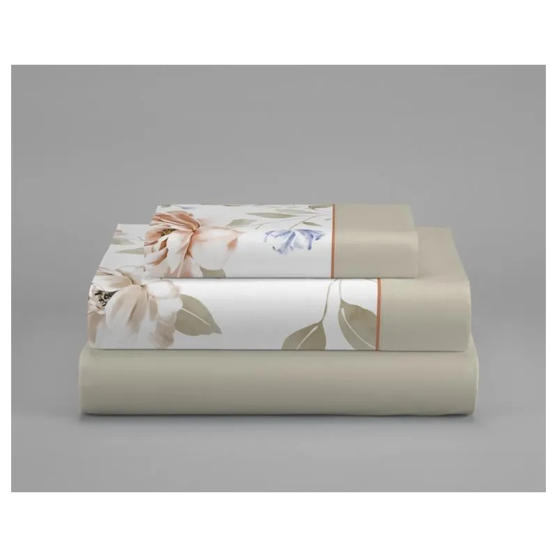 Juego de sábanas Chieri | Diseño floral en nude y oro