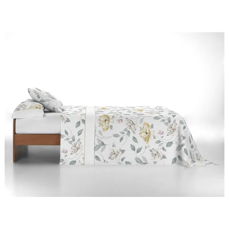Juego de sábanas Chieri | Diseño floral en nude y oro