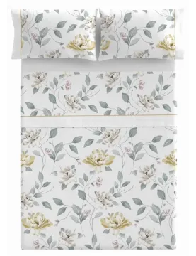 Juego de sábanas Chieri | Diseño floral en nude y oro
