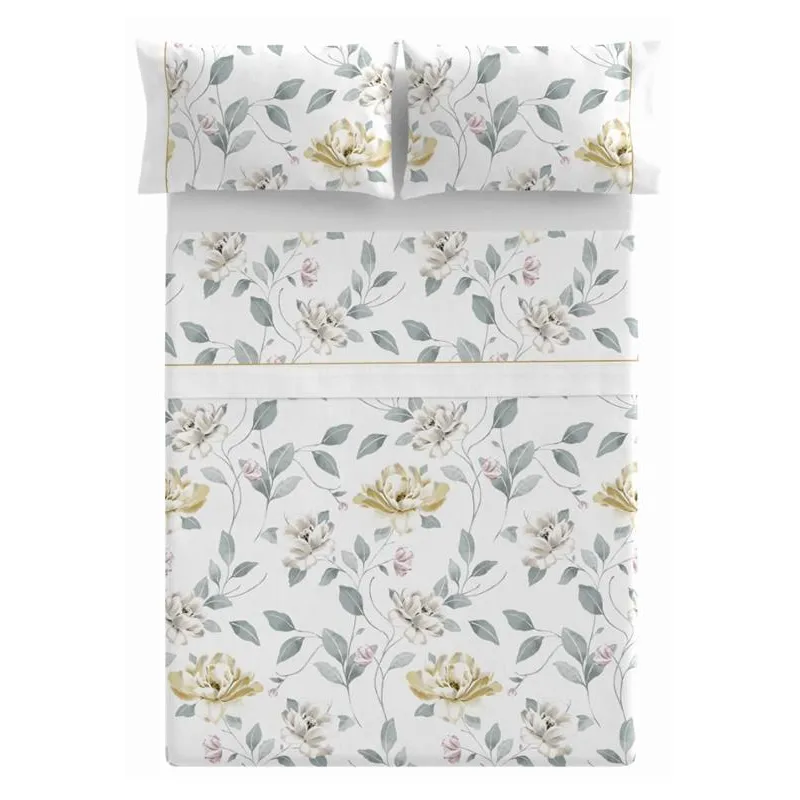 Juego de sábanas Chieri | Diseño floral en nude y oro