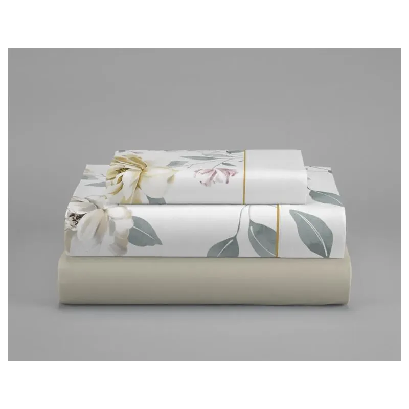 Juego de sábanas Chieri | Diseño floral en nude y oro