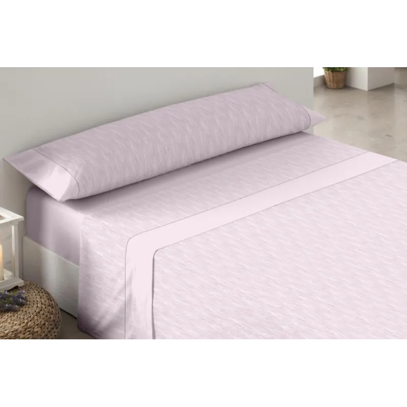 Juego de sábanas Bolonia de Trovador | Diseño falso liso en rosa o azul