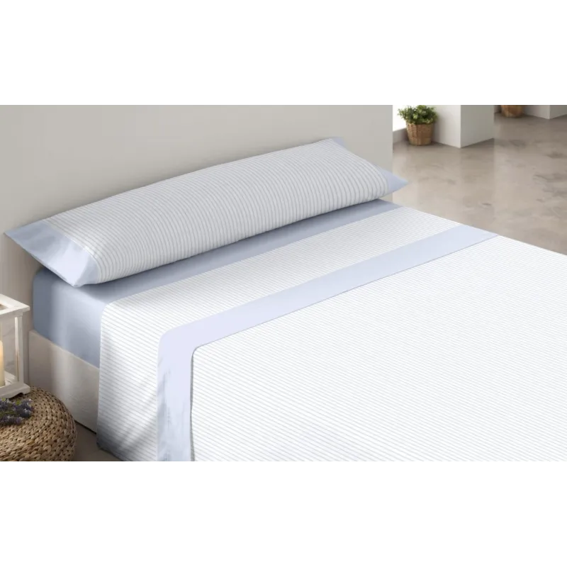 Juego de sábanas Dante Trovador | 100% algodón, diseño en rayas rosa o azul