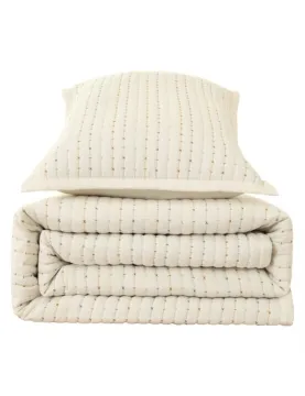 Colcha Arese bordada con fundas de cojín | Tejido lavado a la piedra, ligera y suave