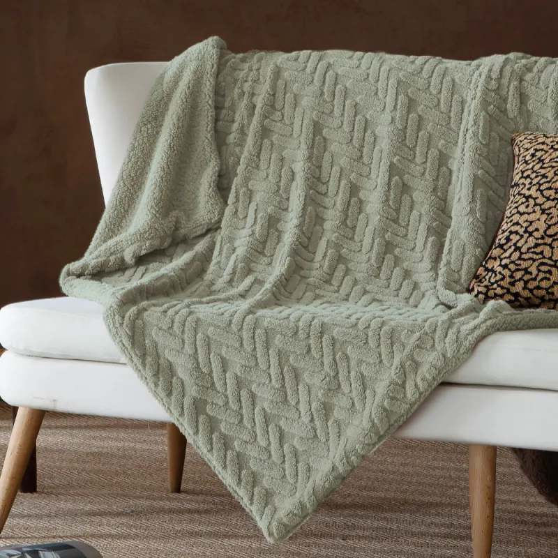 Manta de sofá Conor Antilo verde con sherpa | 150x200